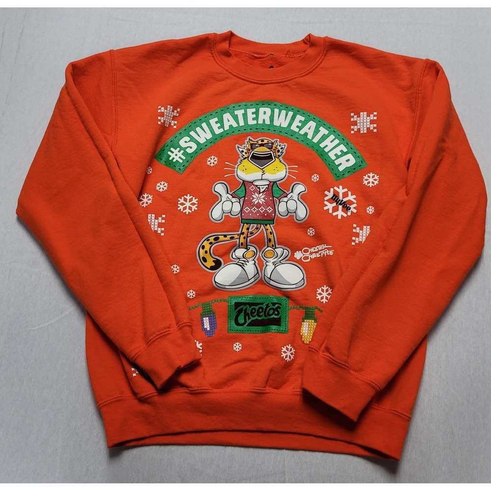 Adult Cheetos Chester Cheetah Sweater Weather Hyvee Holiday Sweatshirt Sz S
